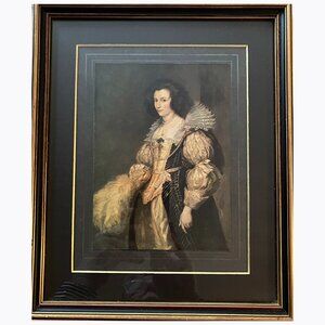 Vintage Framed Picture Elizabethan Woman with Smile